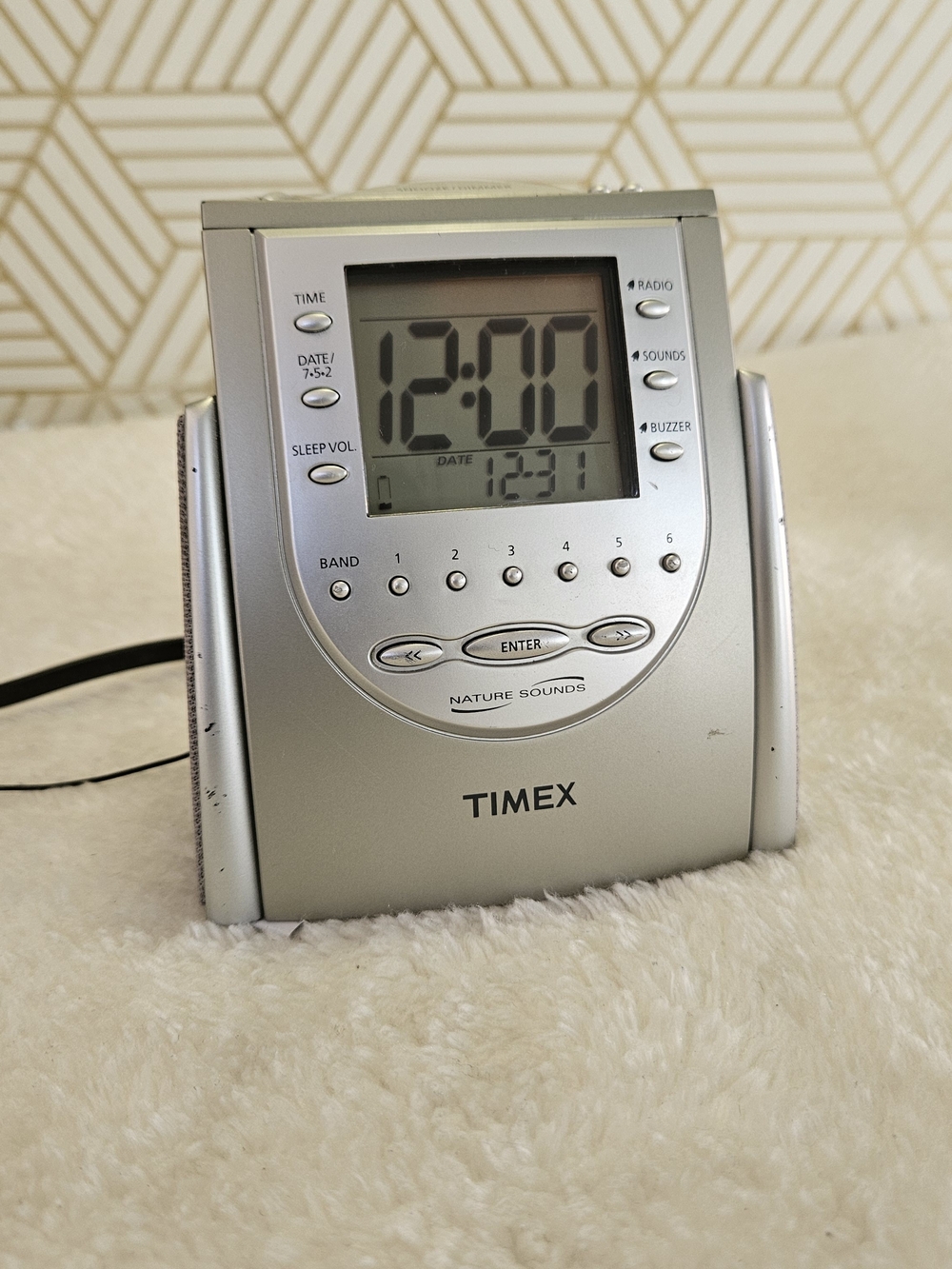 Timex Silver Digital Alarm Clock Radio with Nature Sounds
